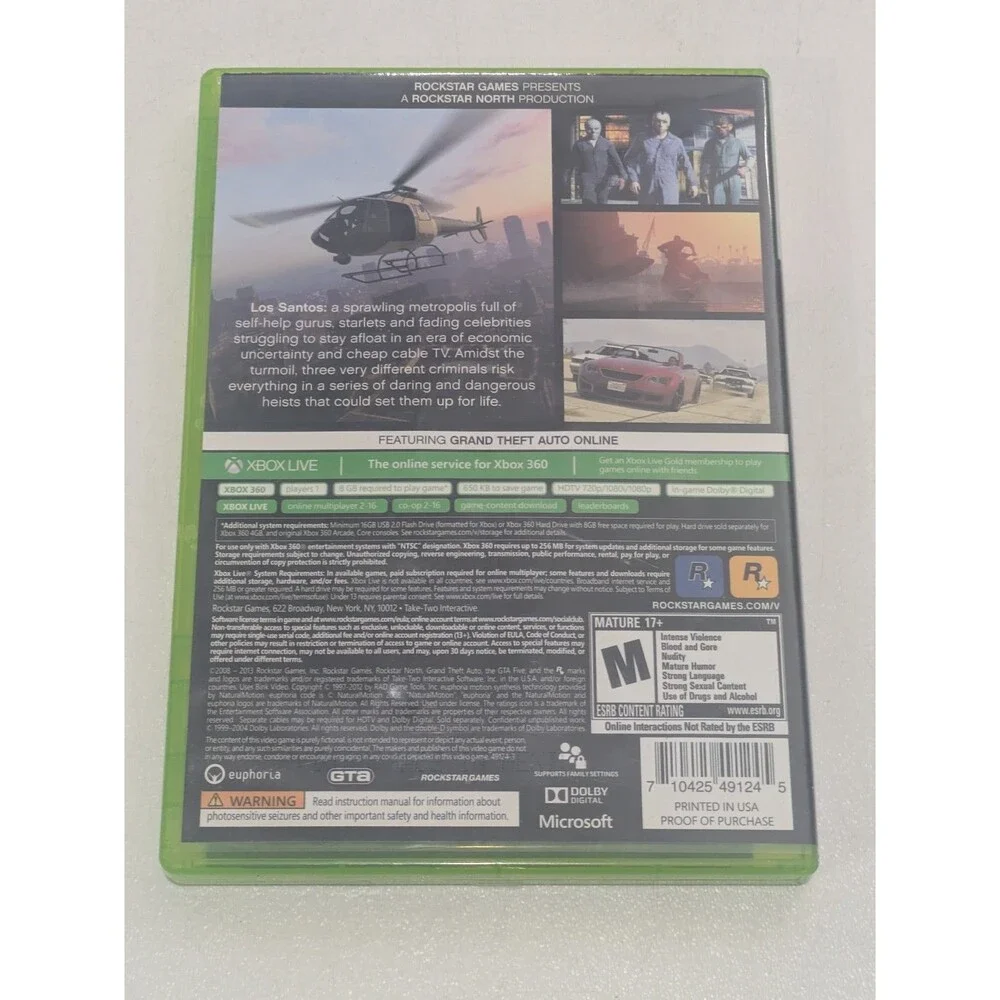 Grand Theft‎ Auto V (Xbox 360, 2013) Complete 2-Disc Set
